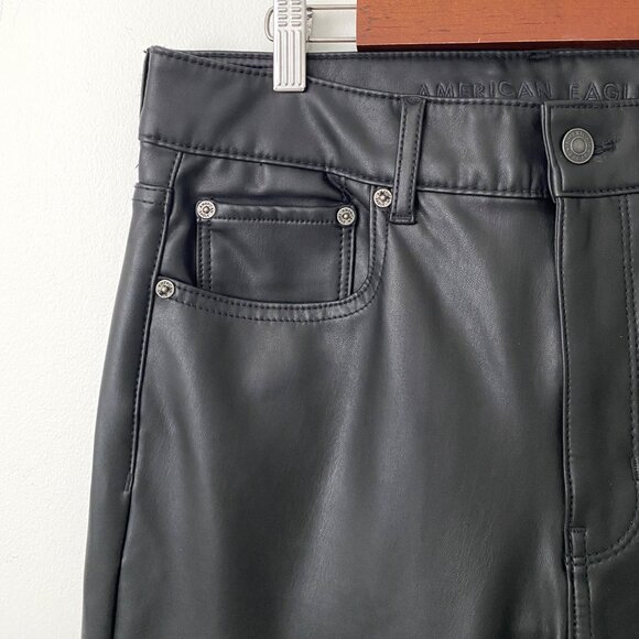 American Eagle Super High Rise Flare Jeans in Faux Leather - Picture 6 of 15